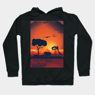 Landscape of a sunset in an african savanna Hoodie